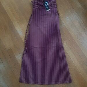 Afends Burgundy Striped Maxi Dress